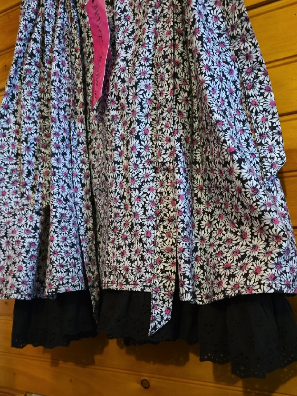 Betsey Johnson Black Daisy Print Dress with Pink Accents - Picture 8 of 14